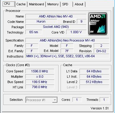 ���� ������ ����� Athlon Neo � �������� 1,6 ��� � ����� ������� ������ � �������� 512 ��